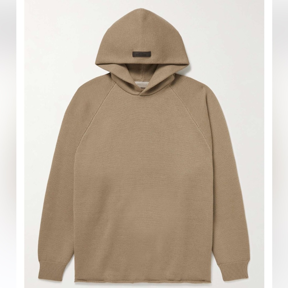 ESSENTIALS
Logo-Appliquéd Knitted Hoodie Unisex